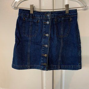 Topshop Blue Denim Mini Skirt Snap Front Size 0